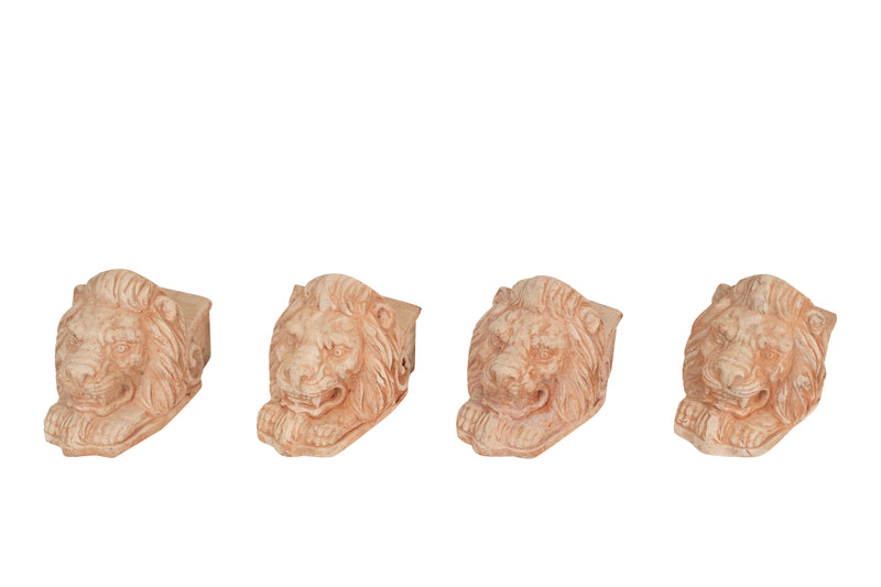 Biscottini Set 4 Piedini TESTA DI LEONE sottovaso per vasi in Terracotta Toscana 100% Made In Italy interamente Lavorata a Mano
