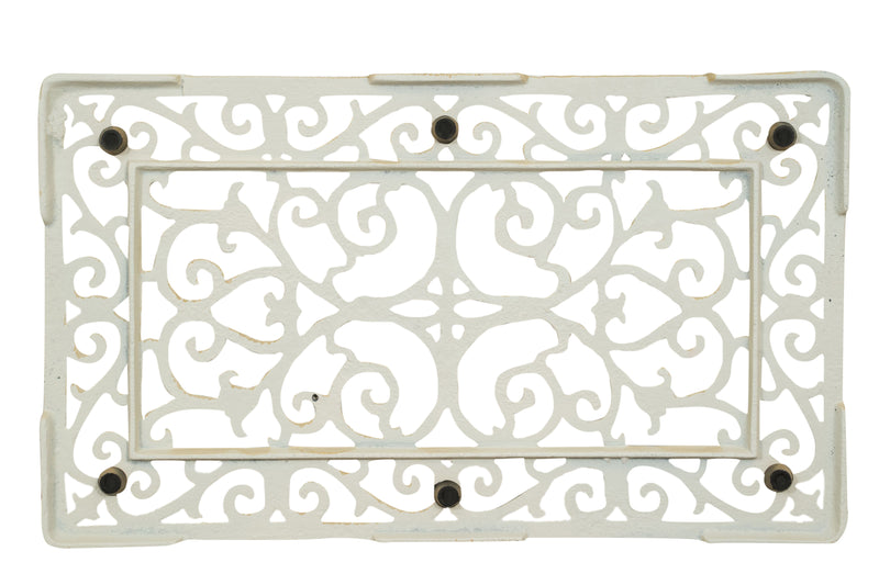 Biscottini Zerbino in ghisa finitura bianca anticata L58xPR34xH1,5 cm rettangolare
