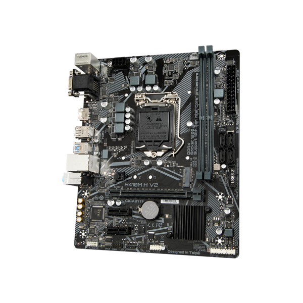 GIGABYTE H410M H V2 Scheda madre - Supporta processori Intel Core 10th CPUs, up to 2933MHz DDR4, 1xPCIe 3.0 M.2, GbE LAN, USB 3.2 Gen 1 (GIGABYTE 1200 H410M H V2 M-ATX)
