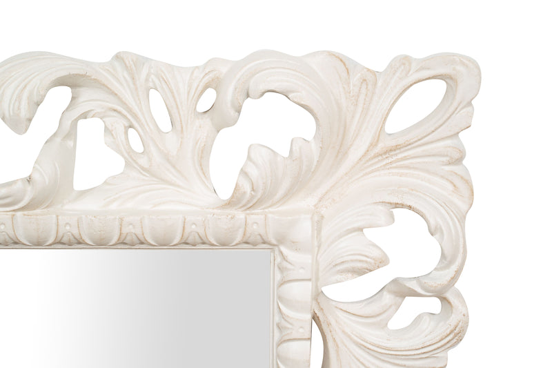 Biscottini SPECCHIERA DA PARETE IN LEGNO FINITURA BIANCA ANTICATA MADE IN ITALY Specchio