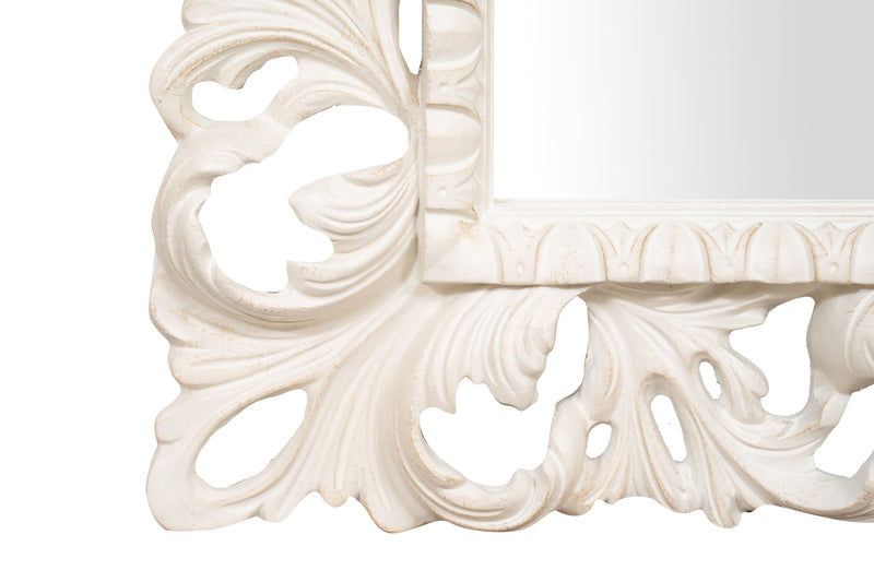 Biscottini SPECCHIERA DA PARETE IN LEGNO FINITURA BIANCA ANTICATA MADE IN ITALY Specchio