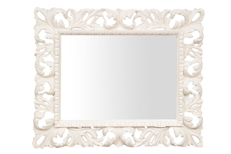 Biscottini SPECCHIERA DA PARETE IN LEGNO FINITURA BIANCA ANTICATA MADE IN ITALY Specchio