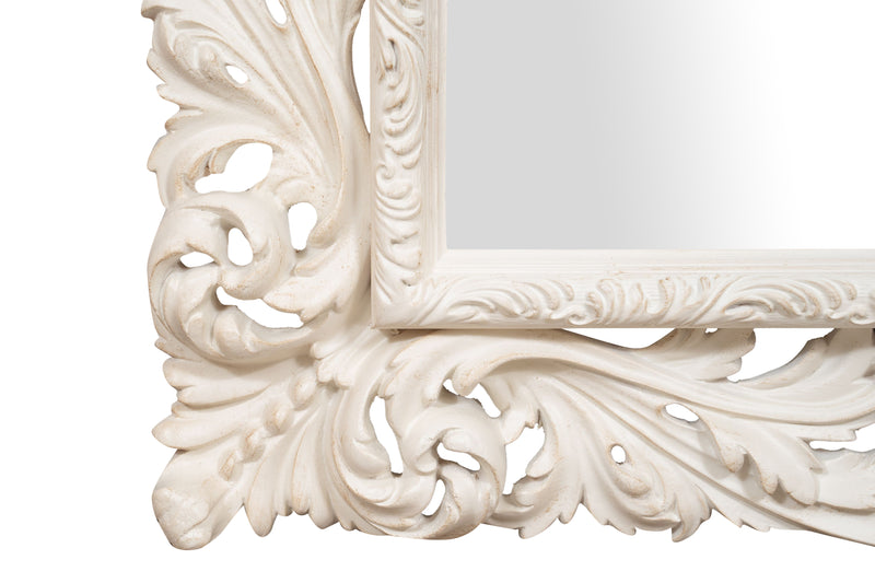 Biscottini SPECCHIERA DA PARETE IN LEGNO FINITURA BIANCA ANTICATA MADE IN ITALY Specchio