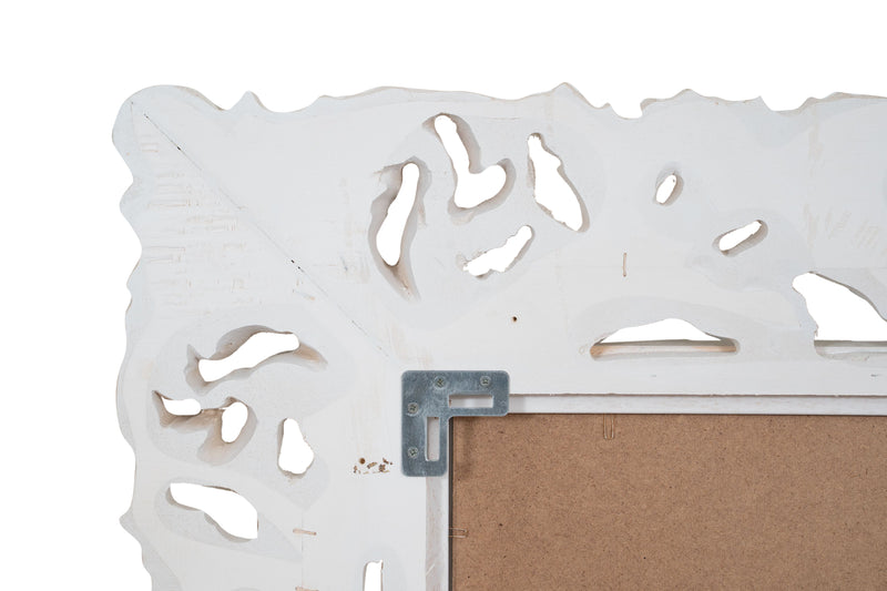 Biscottini SPECCHIERA DA PARETE IN LEGNO FINITURA BIANCA ANTICATA MADE IN ITALY Specchio