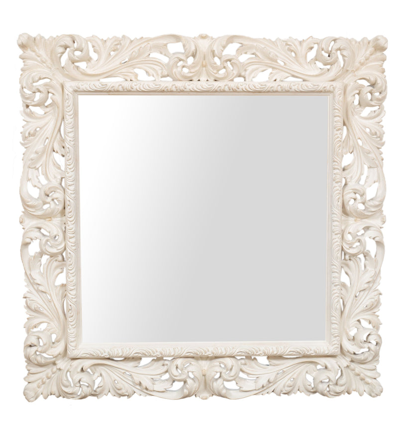 Biscottini SPECCHIERA DA PARETE IN LEGNO FINITURA BIANCA ANTICATA MADE IN ITALY Specchio