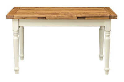 Biscottini Tavolo allungabile Country in legno massello di tiglio struttura bianca anticata piano naturale Made in Italy