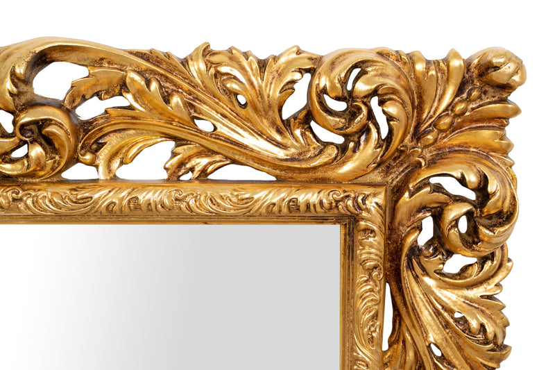 Biscottini SPECCHIERA DA PARETE IN LEGNO FINITURA FOGLIA ORO ANTICATO MADE IN ITALY