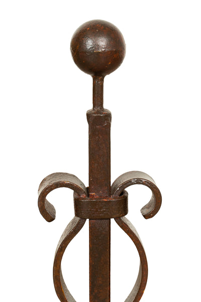 Biscottini COPPIA ALARI IN FERRO FORGIATO A MANO dimensioni larghezza profondità Offerta