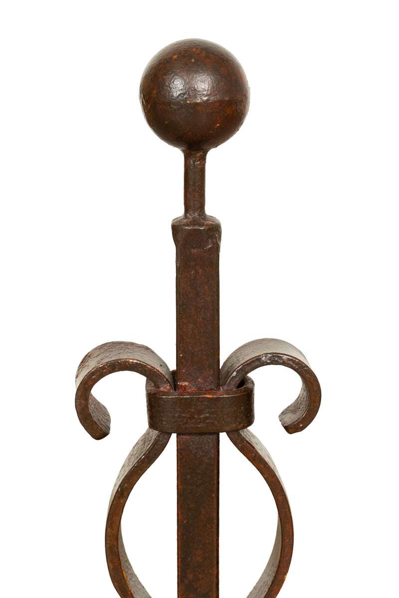 Biscottini COPPIA ALARI IN FERRO FORGIATO A MANO dimensioni larghezza profondità Offerta