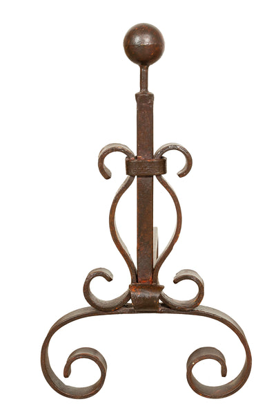 Biscottini COPPIA ALARI IN FERRO FORGIATO A MANO dimensioni larghezza profondità Offerta