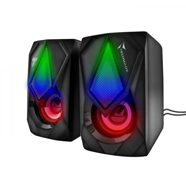 Techmade Speaker Gaming 2.0 3w Usb Led Light Rosso/blu/verde