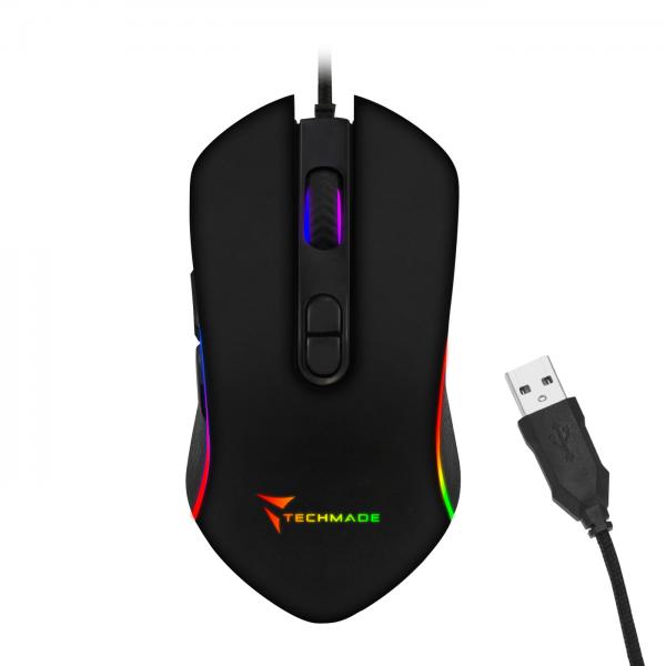 Techmade Mouse Gaming Usb Led Light 2400dpi Nero Tm-pg-64
