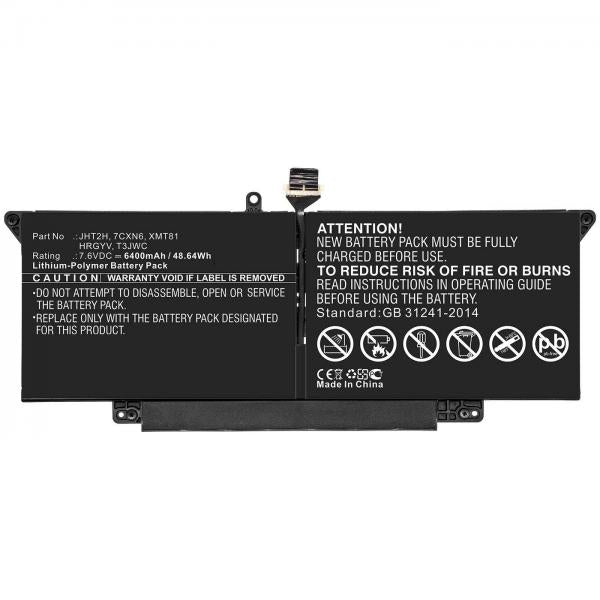 CoreParts MBXDE-BA0221 ricambio per laptop Batteria (Laptop Battery for Dell - 49.28Wh Li-Pol 7.7V 6400mAh - Black 49.28Wh Li-Pol 7.7V 6400mAh Black for DELL Notebook, Laptop H0DN8, - Warranty: 12M)