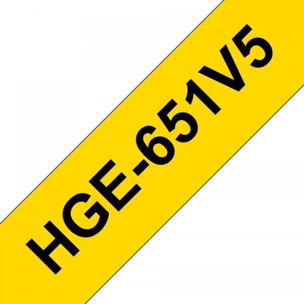 Brother HGE-651V5 - Nero su giallo - Rotolo (2,4 cm x 8 m)