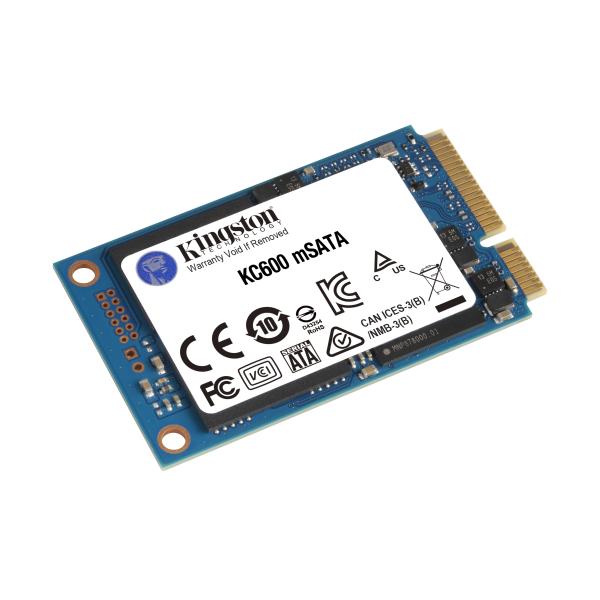 Kingston KC600 - SSD - crittografato - 512 GB - interno - mSATA - SATA 6Gb/s - AES a 256 bit - TCG Opal Encryption, Self-Encrypting Drive (SED)