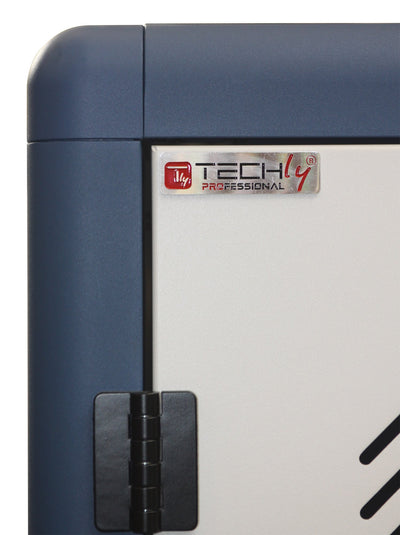 Carrello Stazione di Ricarica USB Ventilato per 30 Notebook/Tablet/Smartphone Bianco/Blu