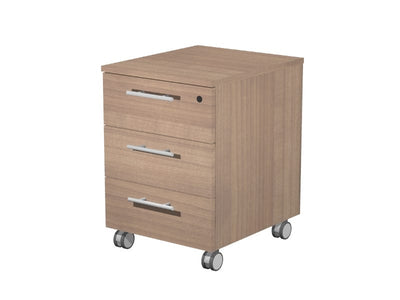 CASSETTIERA DIREZIONALE IN LEGNO SU RUOTE A 3 CASSETTI CM. 41,8x52x61,5h