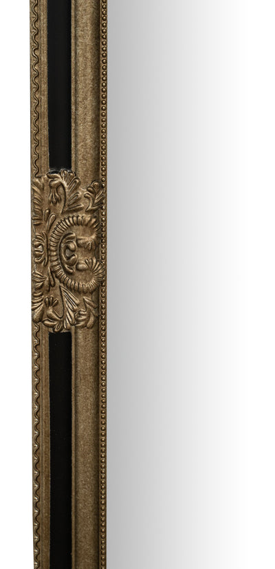 Biscottini Specchio Specchiera Impero da parete e appendere verticale/orizzontale L50xPR4xH140 cm finitura argento e nero anticato