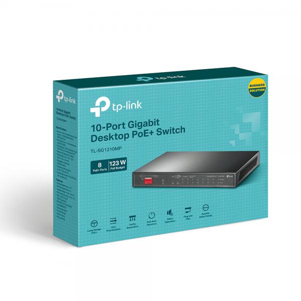 TP-LINK TL-SG1210MP switch di rete Non gestito Gigabit Ethernet (10/100/1000) Supporto Power over Ethernet (PoE) Nero