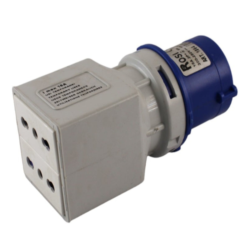 Adattatore Cee industriale 2P+T 16A / 2 Prese bipasso Rosi