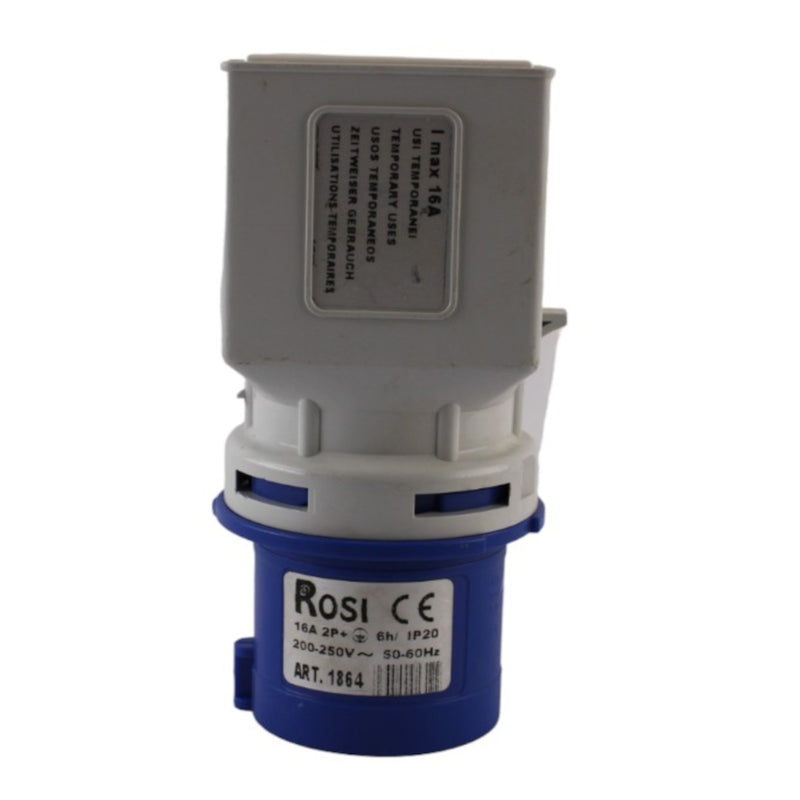 Adattatore Cee industriale 2P+T 16A / 2 Prese bipasso Rosi