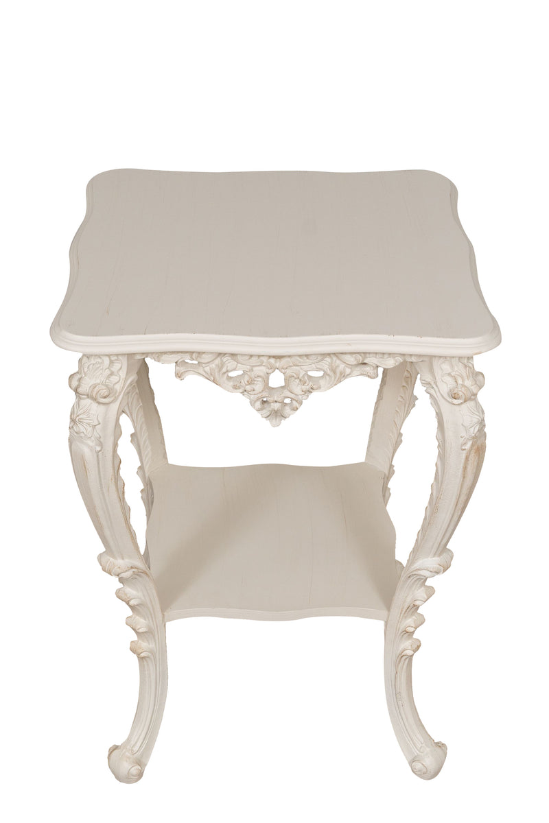 Biscottini TAVOLO PANCHETTO IN FINITURA BIANCA ANTICATA MADE IN ITALY dimensioni lunghezza