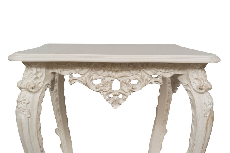 Biscottini TAVOLO PANCHETTO IN FINITURA BIANCA ANTICATA MADE IN ITALY dimensioni lunghezza