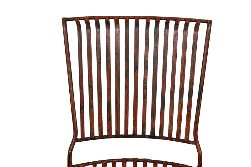 Biscottini Sedia in ferro battuto da esterno da giardino da pranzo finitura rosso anticata