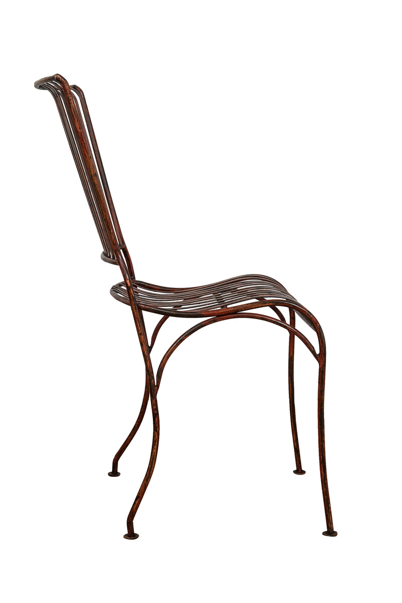 Biscottini Sedia in ferro battuto da esterno da giardino da pranzo finitura rosso anticata