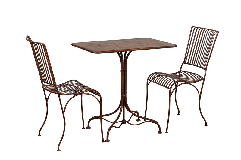 Biscottini Sedia in ferro battuto da esterno da giardino da pranzo finitura rosso anticata