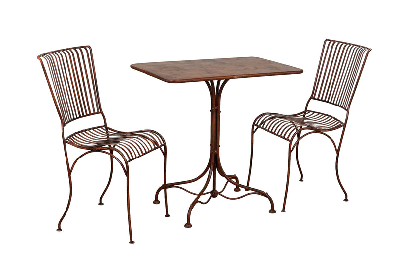 Biscottini Sedia in ferro battuto da esterno da giardino da pranzo finitura rosso anticata