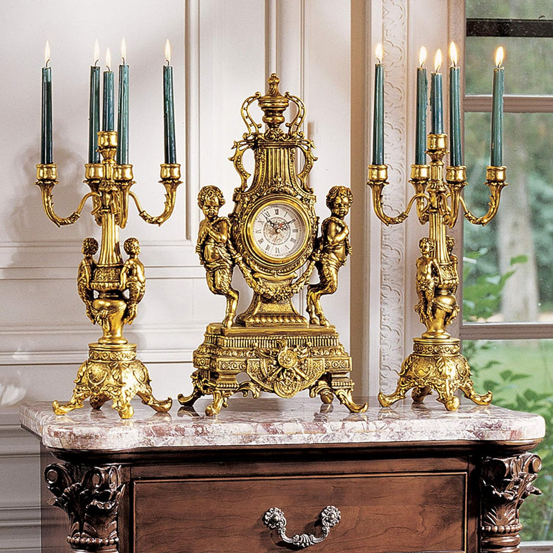 Design Toscano KY7156 Candelabro Grande Château, Set da Due, Oro