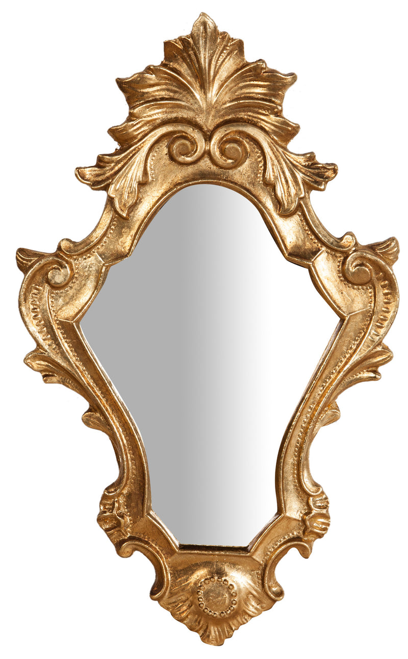 Biscottini Specchiera da parete in legno finitura foglia oro anticato L20xPR3xH35 cm Made in Italy