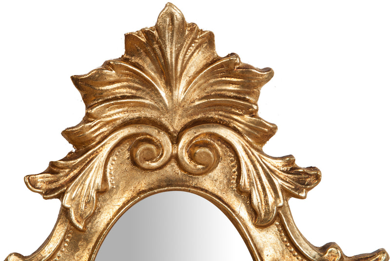 Biscottini Specchiera da parete in legno finitura foglia oro anticato L20xPR3xH35 cm Made in Italy