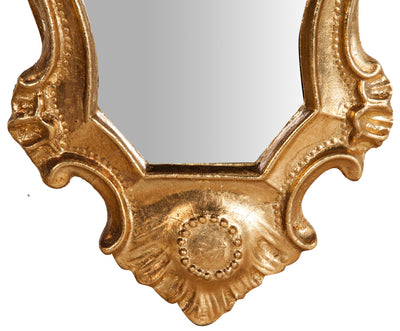 Biscottini Specchiera da parete in legno finitura foglia oro anticato L20xPR3xH35 cm Made in Italy