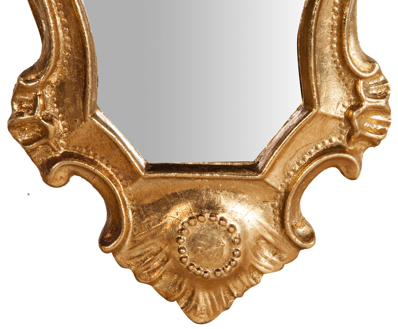 Biscottini Specchiera da parete in legno finitura foglia oro anticato L20xPR3xH35 cm Made in Italy