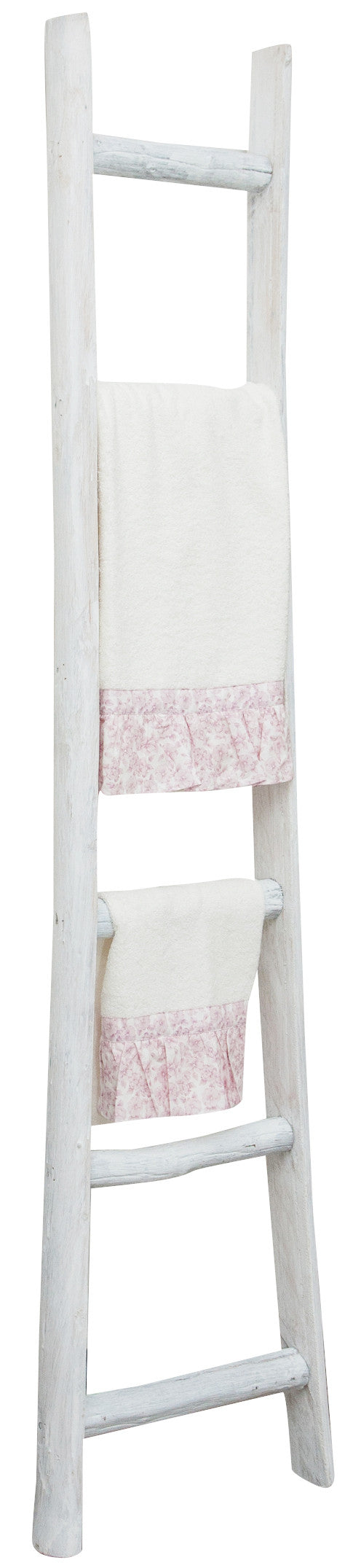 Biscottini Scala in legno finitura bianca anticata L44xPR8xH180 cm dimensioni Riproduce