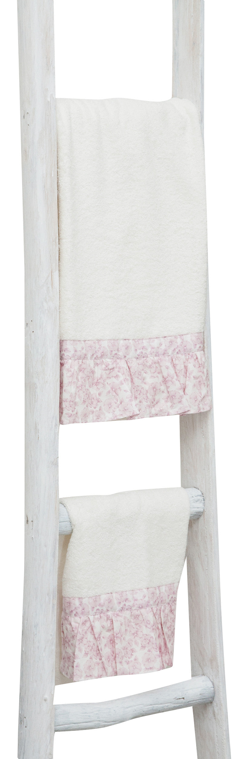 Biscottini Scala in legno finitura bianca anticata L44xPR8xH180 cm dimensioni Riproduce