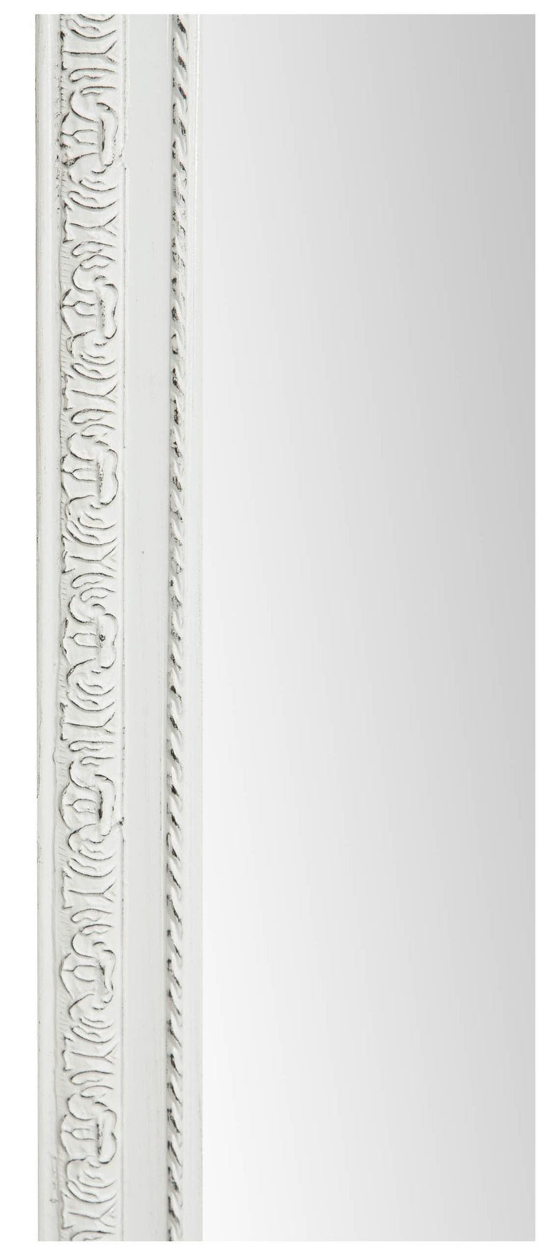 Biscottini Specchio Specchiera da parete e appendere verticale/orizzontale L72xPR4xH180 cm finitura bianca anticata.