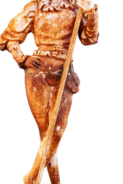 Biscottini Coppia di statue in fusione di ghisa L57xPR35xH167 cm cad. finitura bianca anticata