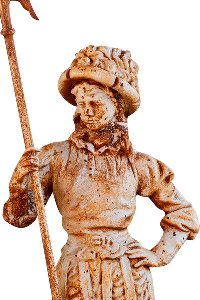 Biscottini Coppia di statue in fusione di ghisa L57xPR35xH167 cm cad. finitura bianca anticata