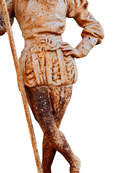 Biscottini Coppia di statue in fusione di ghisa L57xPR35xH167 cm cad. finitura bianca anticata