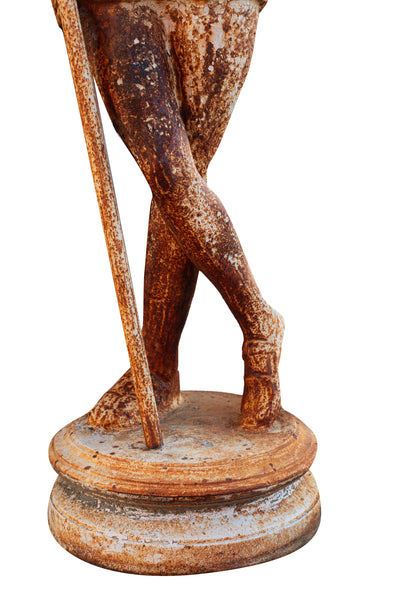 Biscottini Coppia di statue in fusione di ghisa L57xPR35xH167 cm cad. finitura bianca anticata