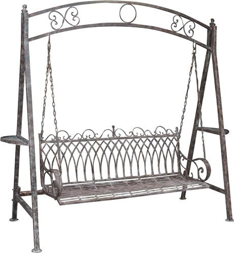 Biscottini Dondolo a tre posti in ferro battuto finitura ruggine anticata Molto stabile