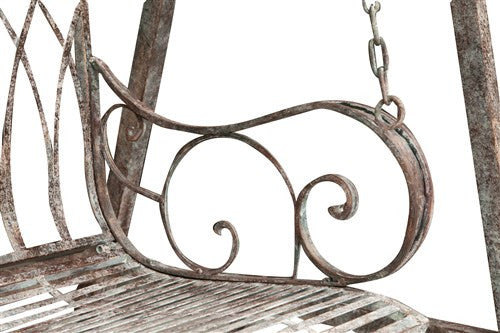 Biscottini Dondolo a tre posti in ferro battuto finitura ruggine anticata Molto stabile