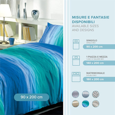 Dorian Home Completo Letto Matrimoniale, Lenzuola Matrimoniali 100% Cotone 180x200 cm, Formato dal Lenzuolo Sopra, Lenzuolo Sotto e Due Federe, Made in Italy, Fantasia Smeralda Buette