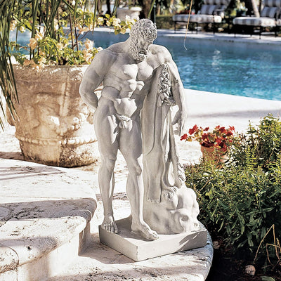 Design Toscano NG32438 Statua Ercole Farnese, off Bianco