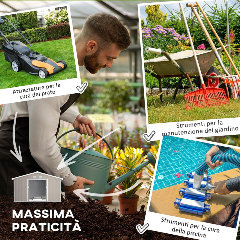 Casetta da Giardino 12.4m² con Fondazione, 4 Prese d&