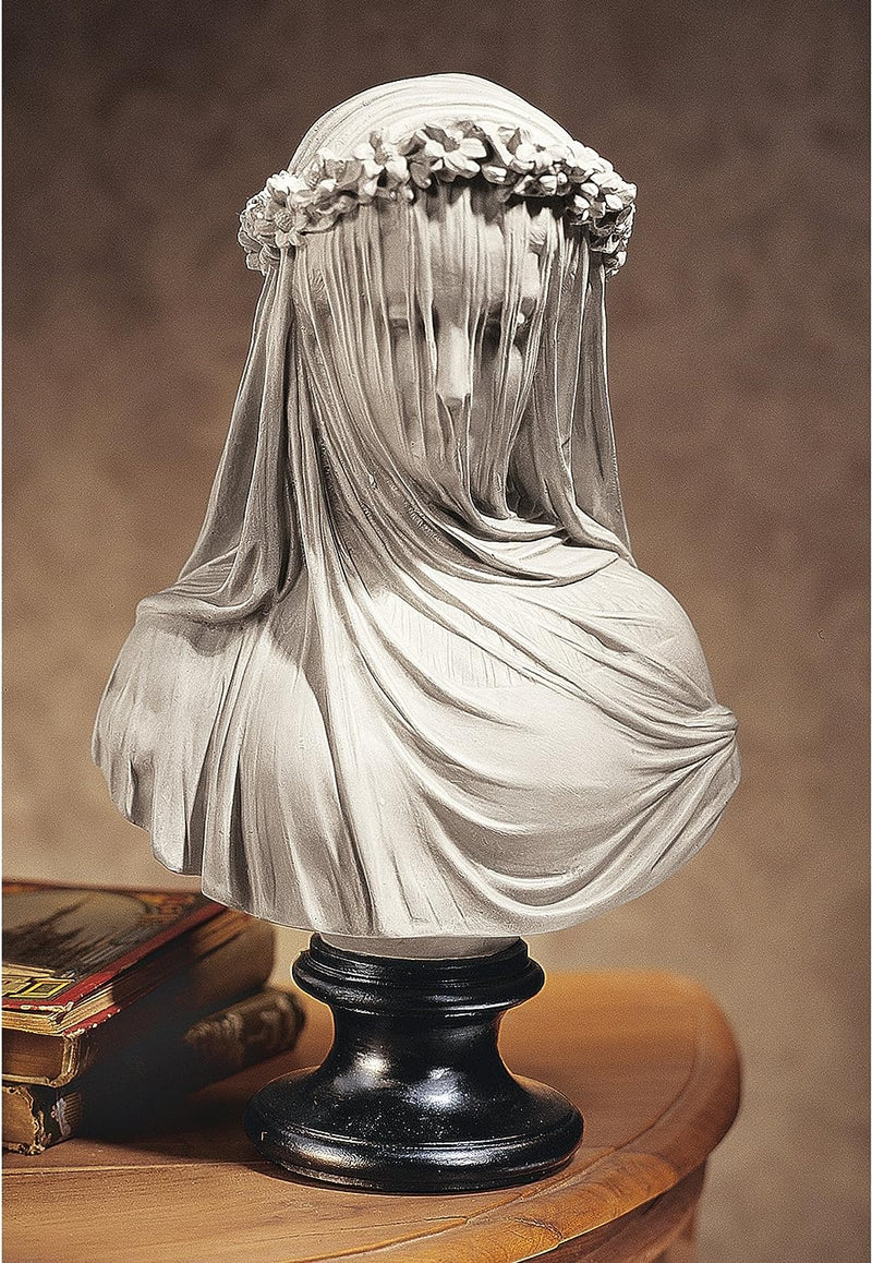 Design Toscano NG31524 Busto Scultoreo Fanciulla Velato, Bianco, 15x23x35.5 cm