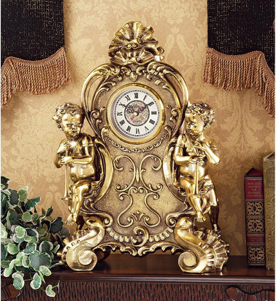 Design Toscano KY5025 Orologio con Cherubini Saint Remy, Oro, 18x33x48.5 cm